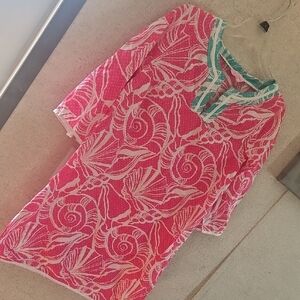 Lilly Pulitzer Pink and Teal Shell-Print Tunic